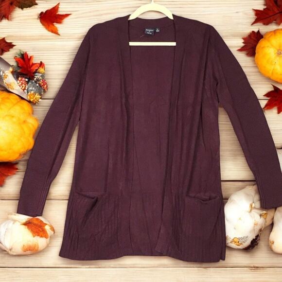 Devotion by Cyrus Women’s Open Front Cardigan  S Small Burgundy  Solid Pockets - Picture 5 of 11